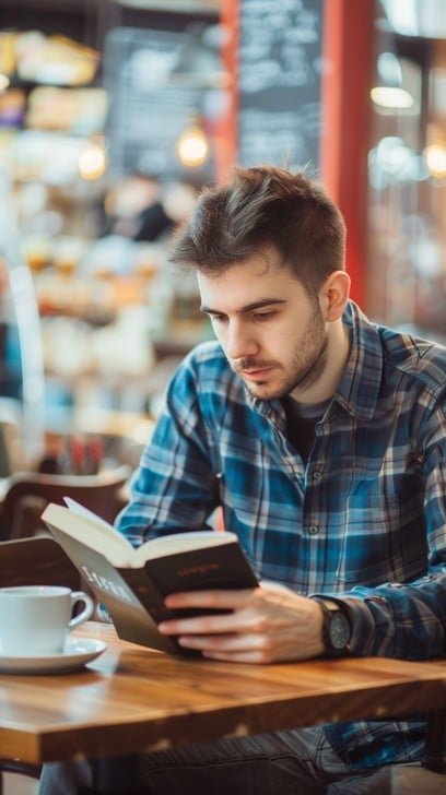 Person reading a physical book